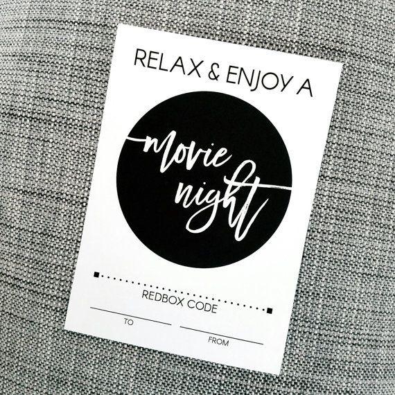 Red Box with White a Logo - Printable Enjoy a Movie Night Redbox Gift Card Holder All