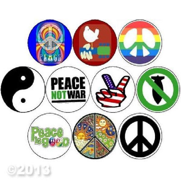 Hippie Signs and Logo - Hippies 60's Woodstock Peace Signs Tie Dye Pinback Button 10 Pcs
