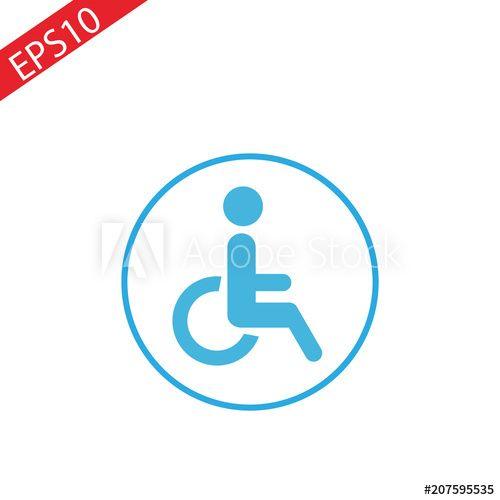 Blue Red Orange Round Logo - Disabled Person rounded icon. Vector illustration style is a gray