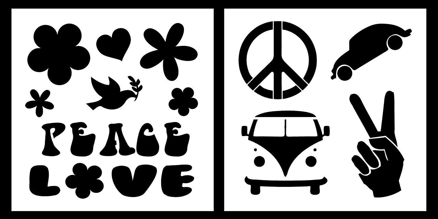Hippie Signs and Logo - Amazon.com: Auto Vynamics - STENCIL-HIPPIE-10 - Hippie Peace & Love ...