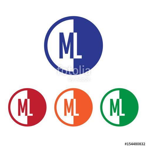 Blue Red Orange Round Logo - ML initial circle half logo blue, red, orange and green color Stock
