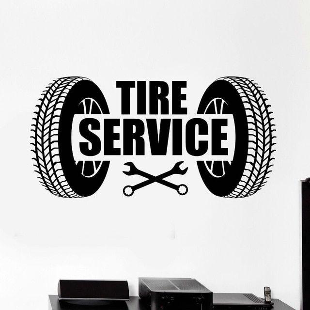 Tire Service Logo - Vinyl Wall Decal Car Tire Service Logo Wall Sticker Car Repair ...