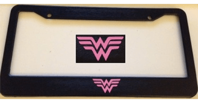 Pink Automotive Logo - WonderWoman Superhero Logo with Pink Automotive License