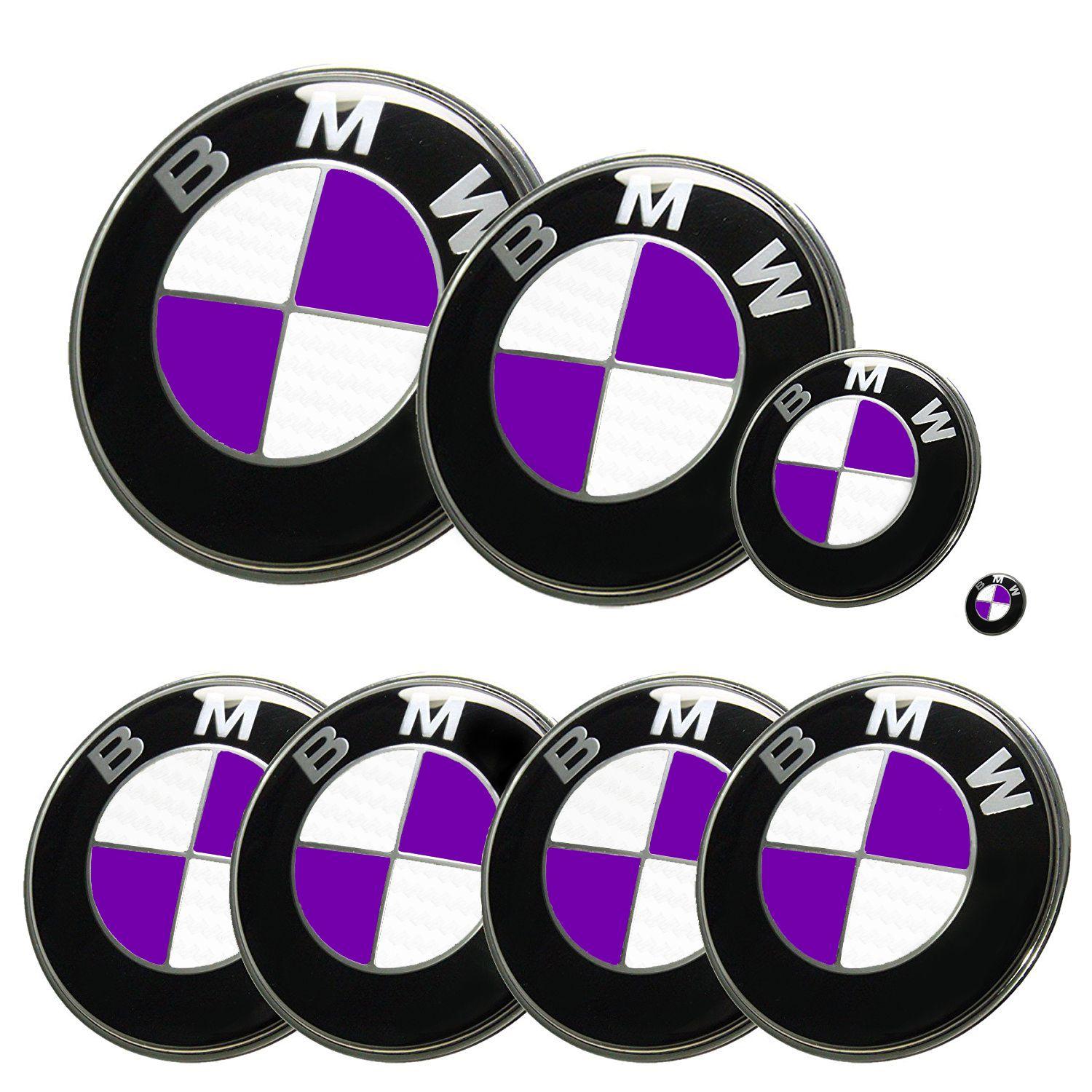 Purple White Cross Logo - FOR BMW Gloss Purple Badge Decals ALL MODELS Wrap Sticker Overlays