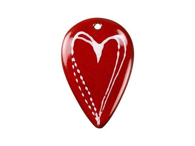 White with Red Tear Drop Logo - Gardanne Beads White Heart on Red Enameled Brass Small Teardrop ...