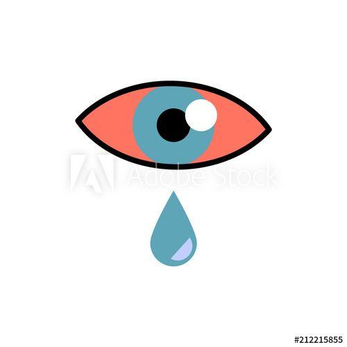 White with Red Tear Drop Logo - Conjunctivitis concept with red eye and lacrimation - symptom of ...