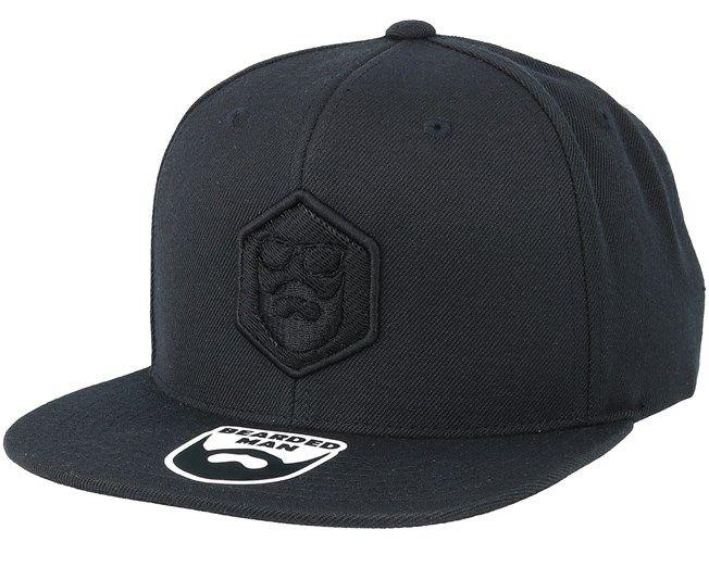 Black Hexagon Logo - Hexagon Logo Black/Black Snapback - Bearded Man caps | Hatstore.co.uk