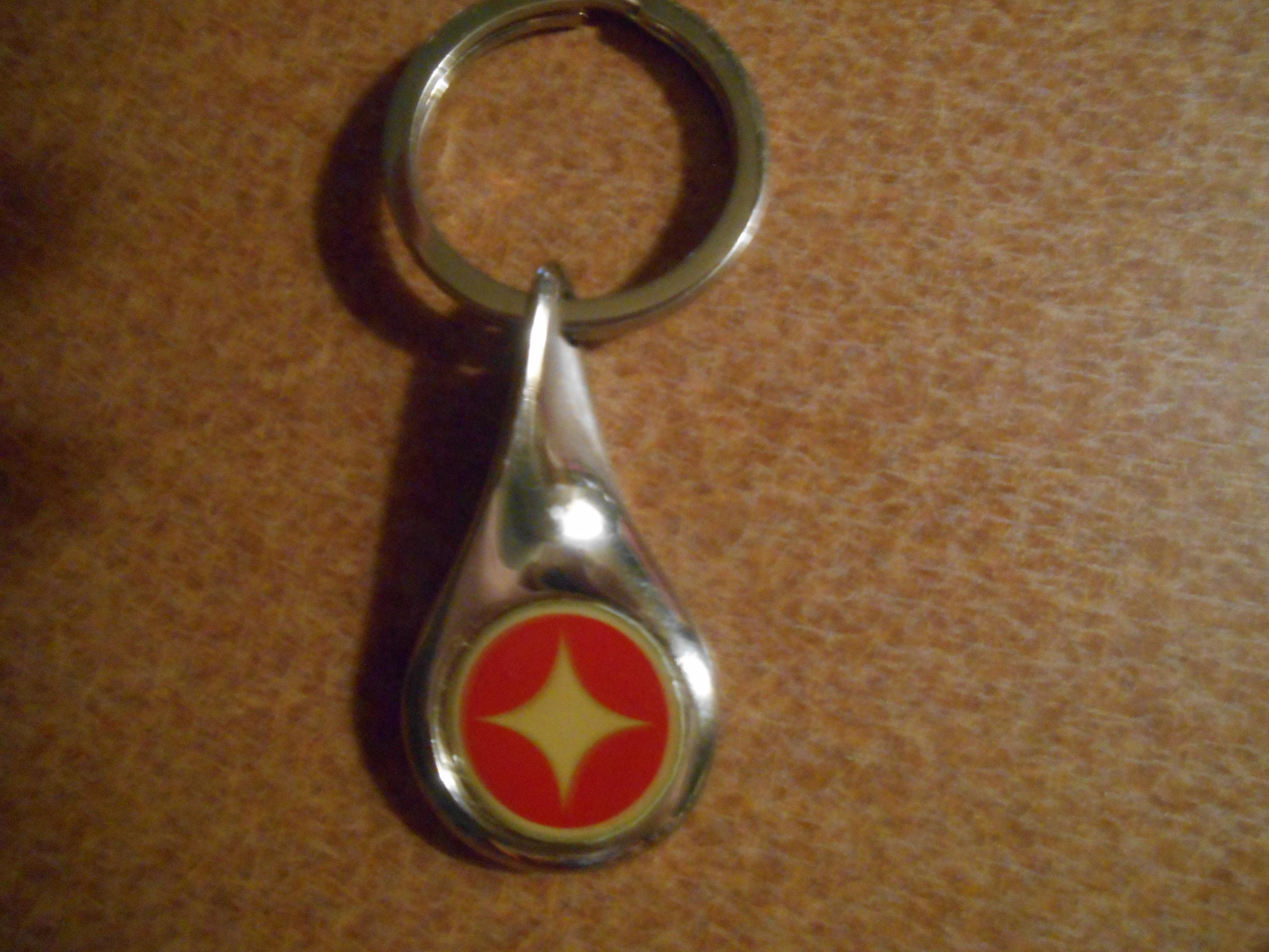 White with Red Tear Drop Logo - Mighty Redditors! Please help identifying this keychain logo