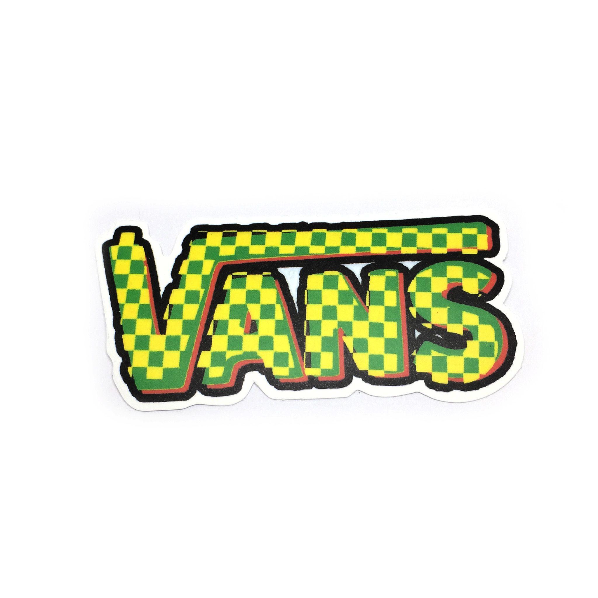 Yellow Vans Logo - Vans in Checked Green and Yellow Logo Matte Sticker Decal – Shoparena