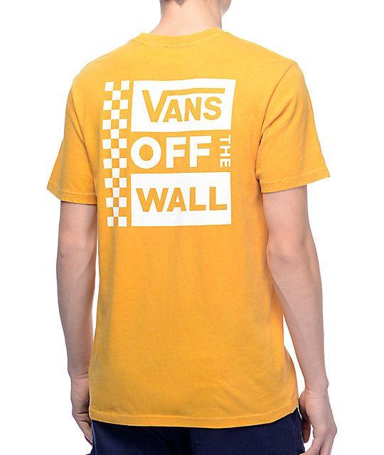 Yellow Vans Logo - Discount Vans Yellow Box Logo Mustard & Pigment T-Shirt For Men ...