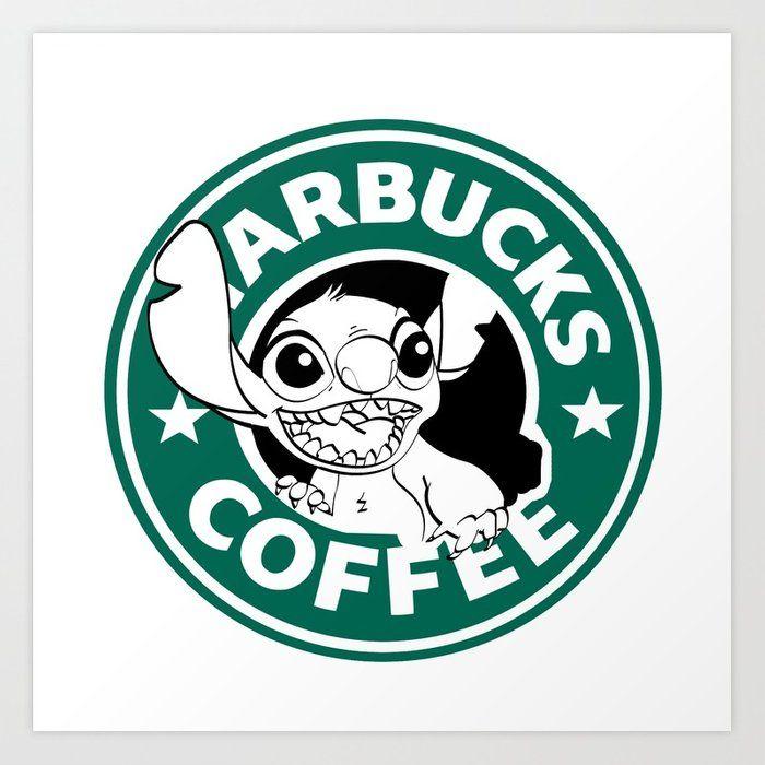 Stitch Logo - No More Coffee For You - Stitch Starbucks Logo Art Print by randomcitizen