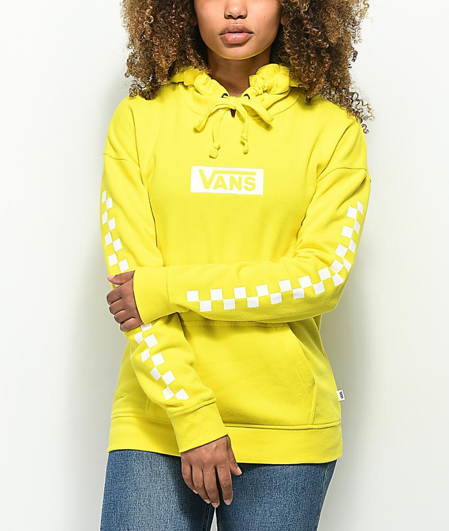 Yellow Vans Logo - Vans Pullover Yellow Vans Checkerboard Logo Yellow Hoodie