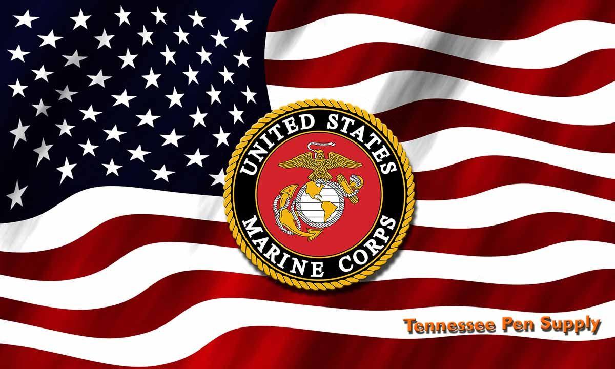 USMC Logo - USMC Logo Over Waving Flag Pen Blank