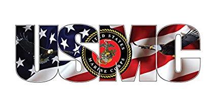USMC Logo - Amazon.com: 1071 USMC Letters with American Flag Marine corps Logo ...