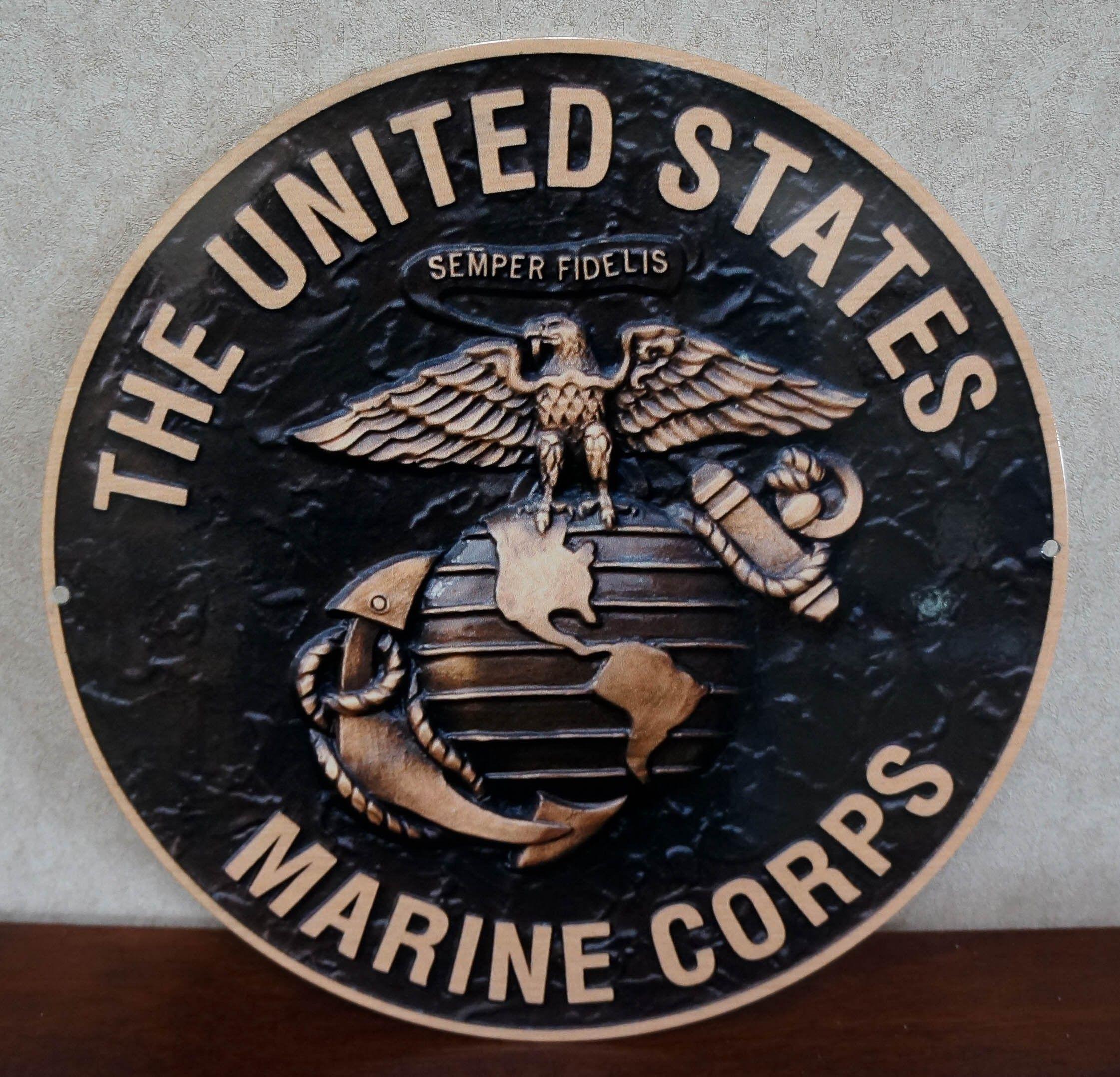 USMC Logo - USMC MARINES 12 BRONZE LOGO ROUND STEEL SIGN