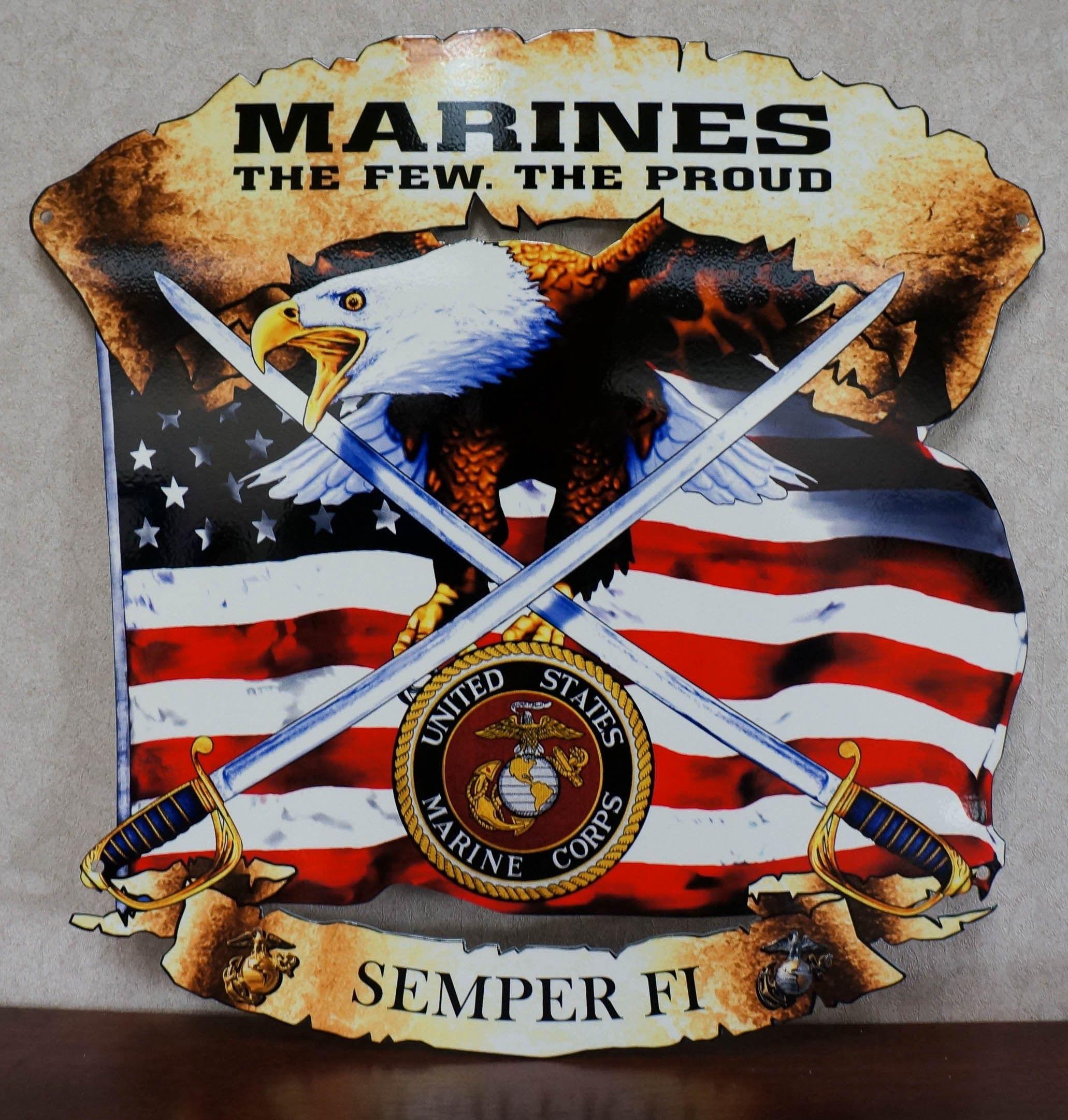 Marine Core Logo - USMC FLAG METAL SIGN WITH LOGOS SEMPER FI