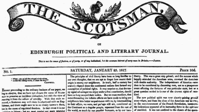 Black and White Newspaper Logo - The Scotsman marks 200th anniversary with special edition - BBC News