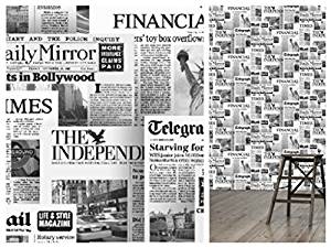 Black and White Newspaper Logo - Illusion Newspaper Wallpaper 20600: Amazon.co.uk: Kitchen & Home