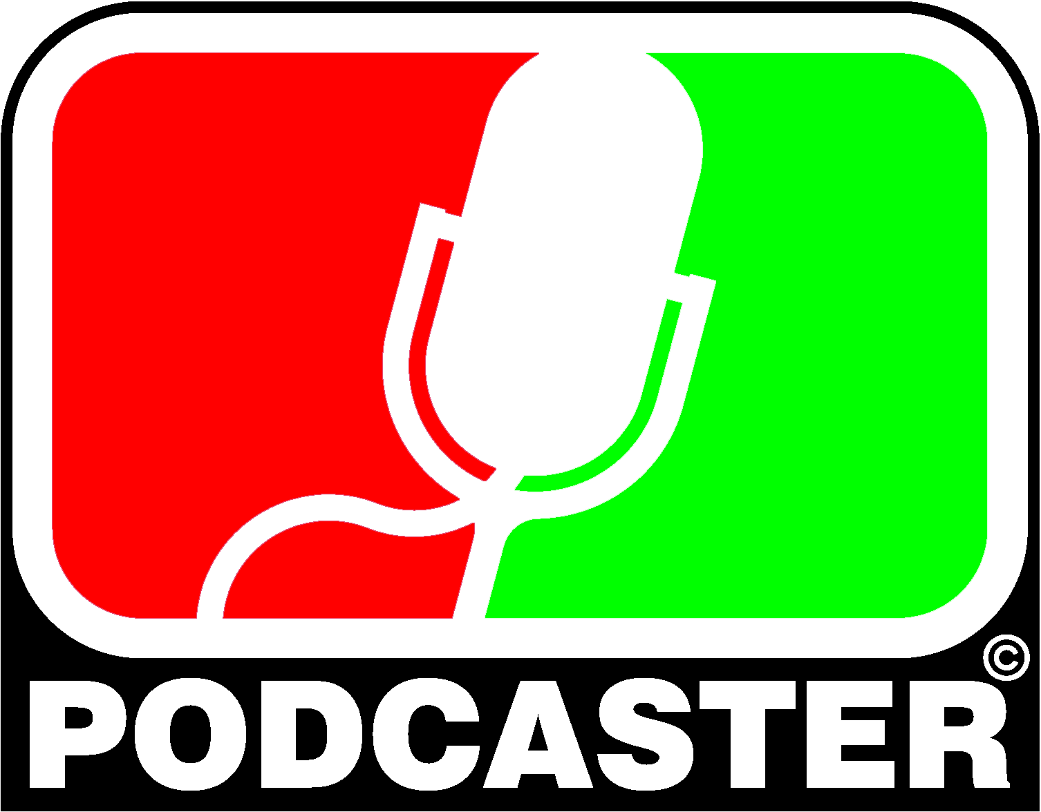 Red and Green Logo - Podcaster Badges