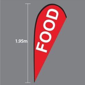 White with Red Tear Drop Logo - FOOD Teardrop flag and white. Flag only