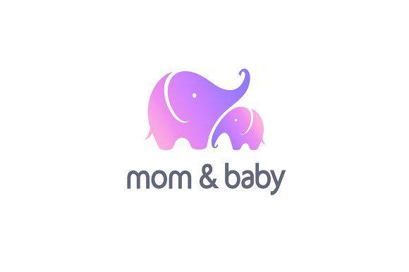 Baby Elephants Logo - Mom & Baby Logo Logo Templates Creative Market