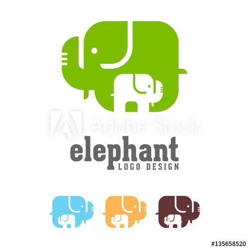 Baby Elephants Logo - Simple Modern Abstract Elephant And Baby Elephant Vector Logo