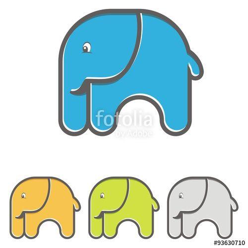 Baby Elephants Logo - Vector cute cartoon elephant logo. Mother and baby elephants
