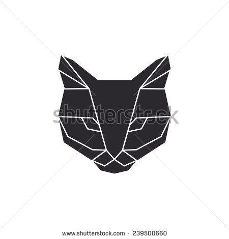 Black Cat Triangle Logo - Vector unusual geometric triangles cat in origami style. | DIY ...