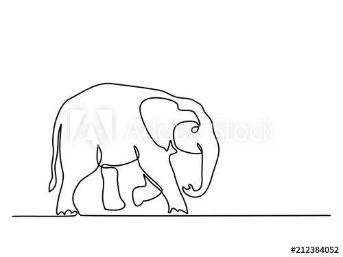 Baby Elephants Logo - Continuous line drawing. Baby Elephant walking symbol. Logo of the ...