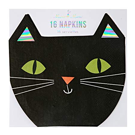 Black Cat Triangle Logo - Meri Meri Small Foiled Cat Napkins 45- Set of 16