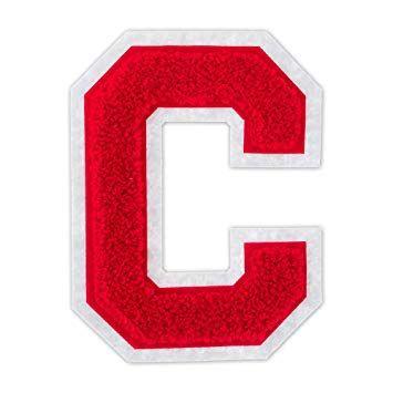 White and Red C Logo - C On White 1 2 Inch Heat Seal Sew On Chenille