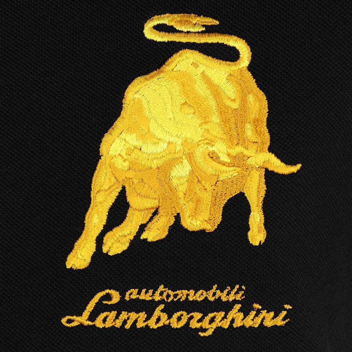 Black and Gold Bull Logo - Automobili Lamborghini Boys Black Bull Logo Polo Top