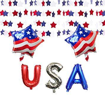 Us Red White Blue Star Logo - Amazon.com: Sharlity Fourth of July Party Supplies-American Flag ...