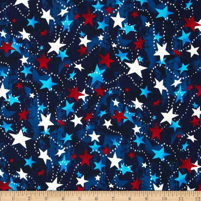 Us Red White Blue Star Logo - Made in the USA Stars Red, White, Blue - Discount Designer Fabric ...