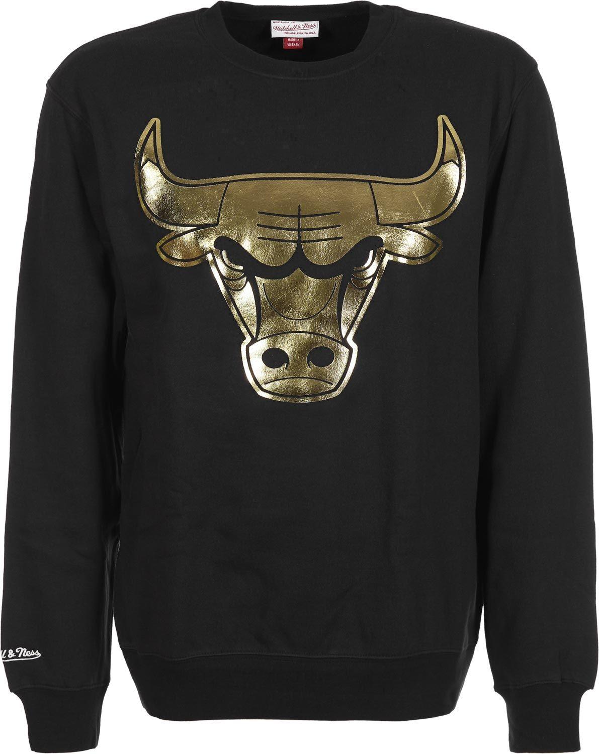 Black and Gold Bull Logo - Mitchell & Ness NBA Chicago Bulls Gold Logo sweater black