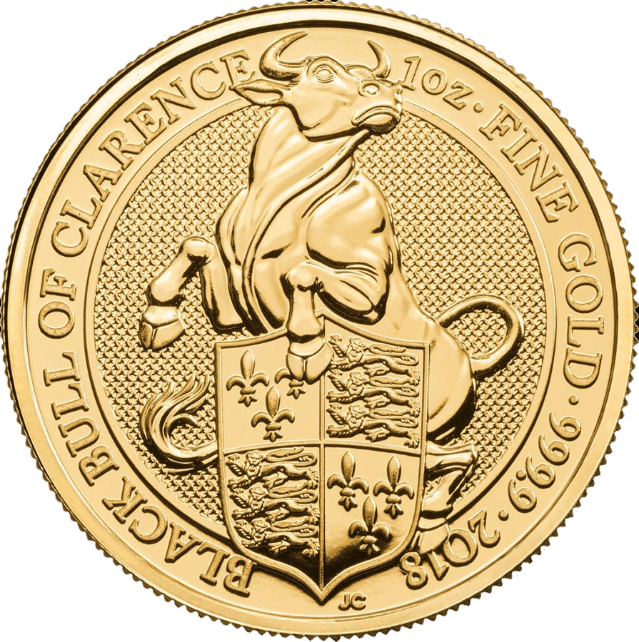 Black and Gold Bull Logo - 2018 UK Queens Beasts The Black Bull of Clarence 1oz Gold Coin