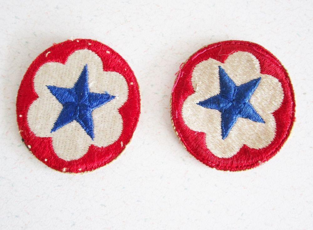 Us Red White Blue Star Logo - WW2 Army Service Forces Patch with Blue Star & White Cloud in a Red