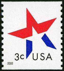 Us Red White Blue Star Logo - Arago: 3-cent Red, White & Blue Star