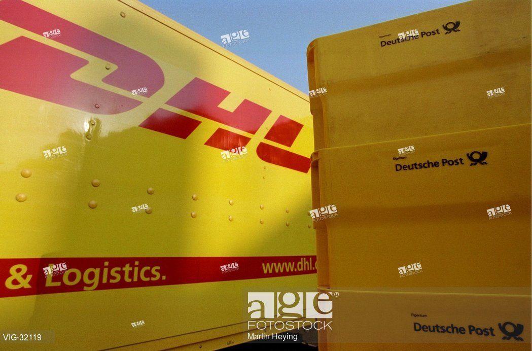 DHL New Logo - Lorry with a logo from DHL ( the new courier service of the Deutsche ...