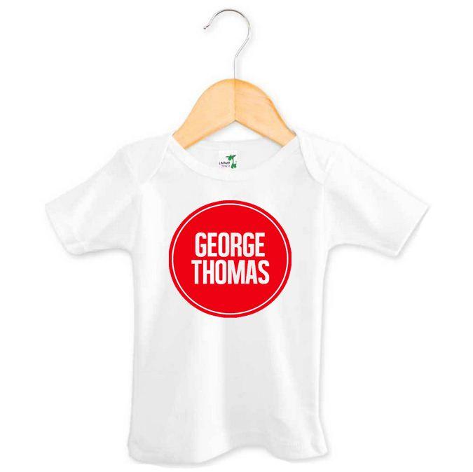 Baby in Circle Logo - Red Circle Logo Baby Name T-shirt | Personalised Baby Gifts | Word ...