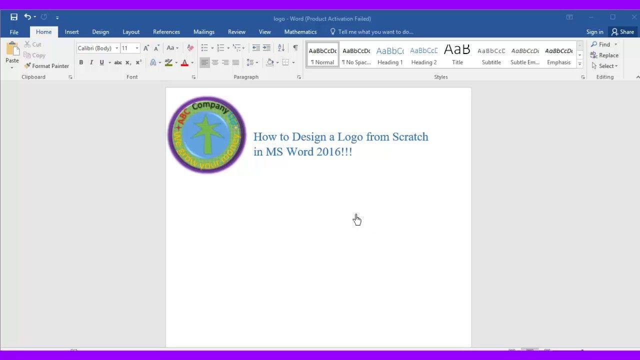 Microsoft Word 2016 Logo - How to design a logo in Microsoft Word 2016. - YouTube