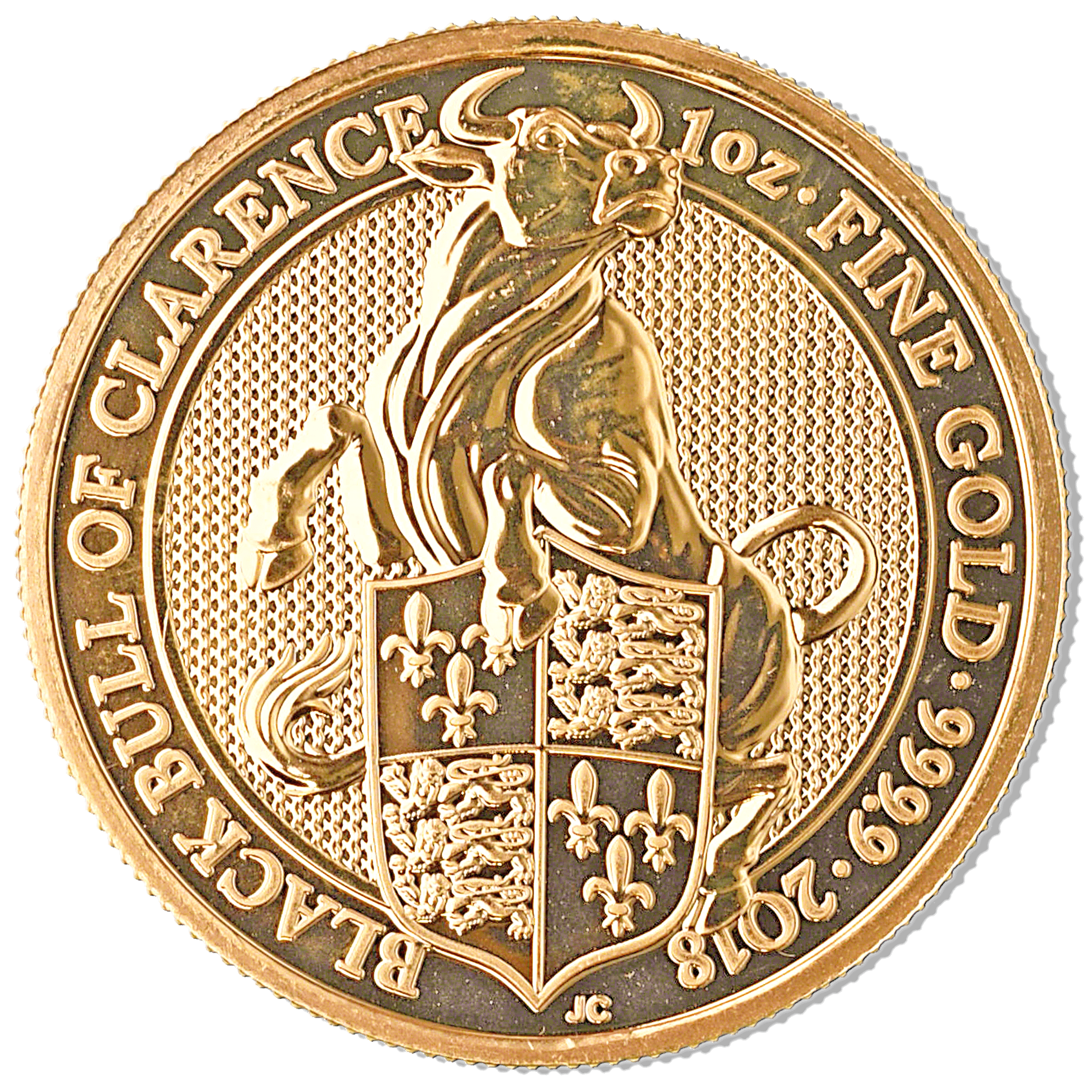 Black and Gold Bull Logo - United Kingdom Gold Queen's Beast 2018 - Black Bull - 1 oz