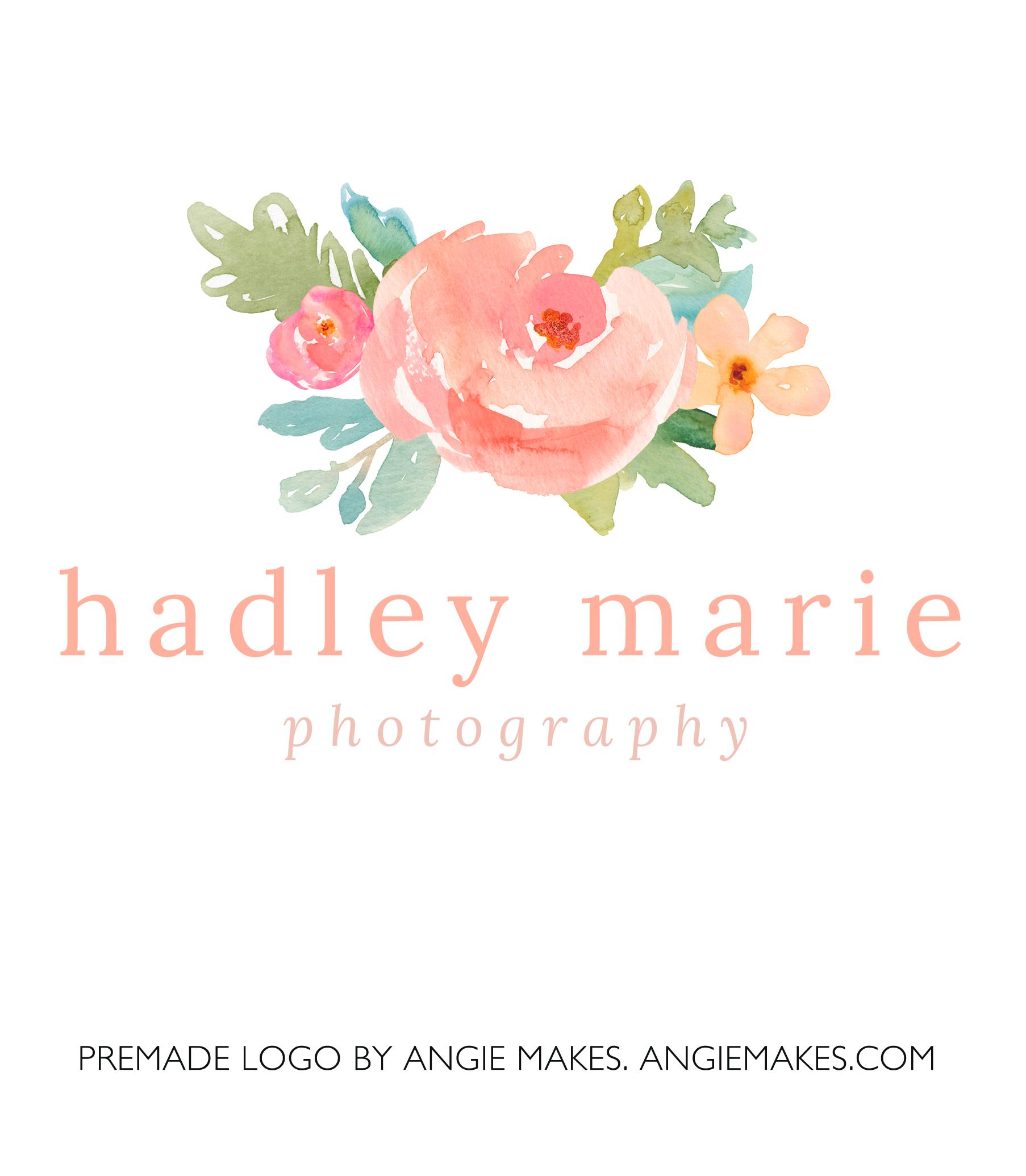 Cute Flowers Logo - Premade Watercolor Flower Logo