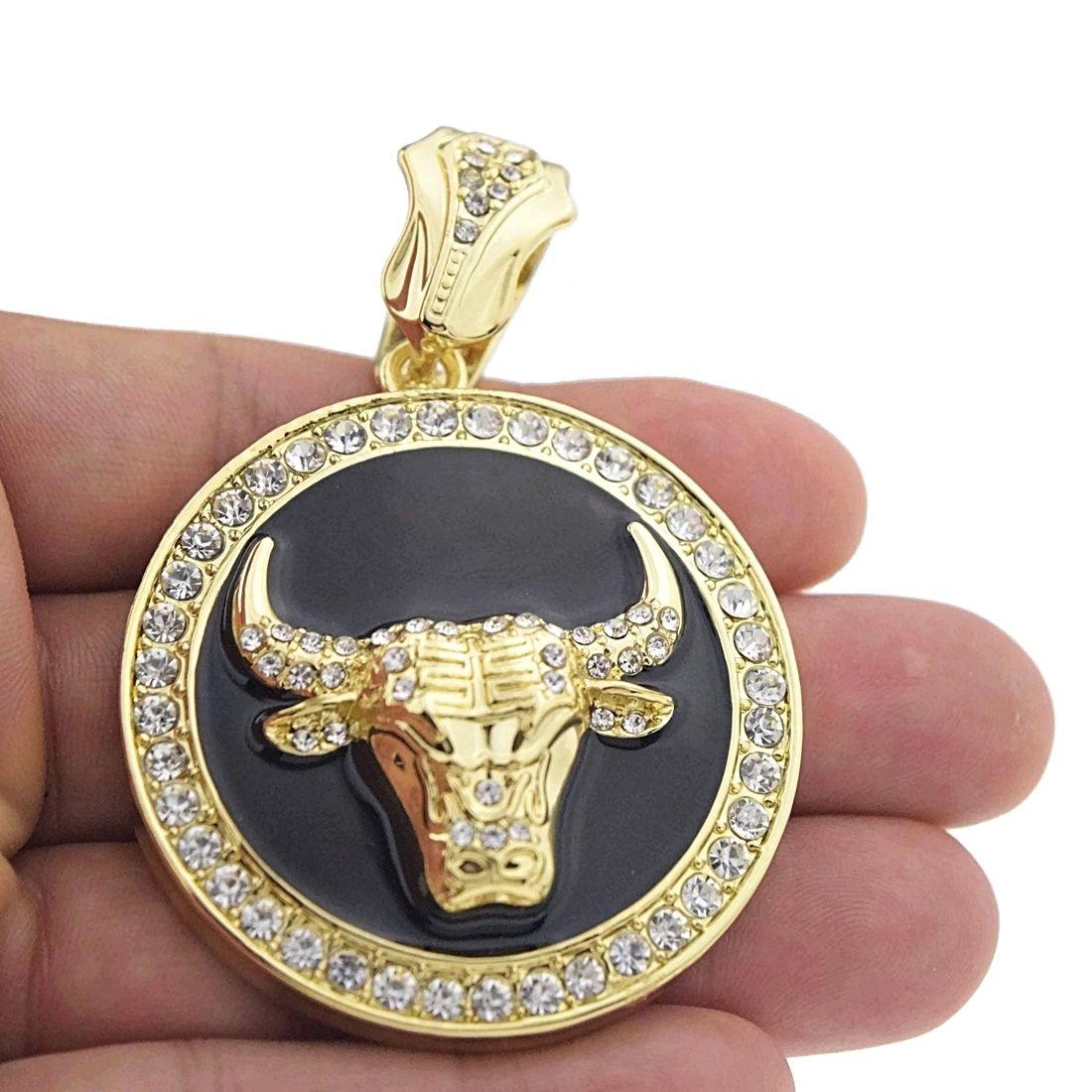 Black and Gold Bull Logo - Bull Black Gold Coin Pendant