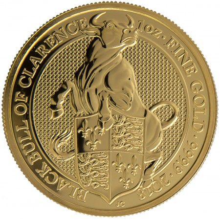 Black and Gold Bull Logo - Troy ounce gold coin Queens Beasts Black Bull 2018 gold