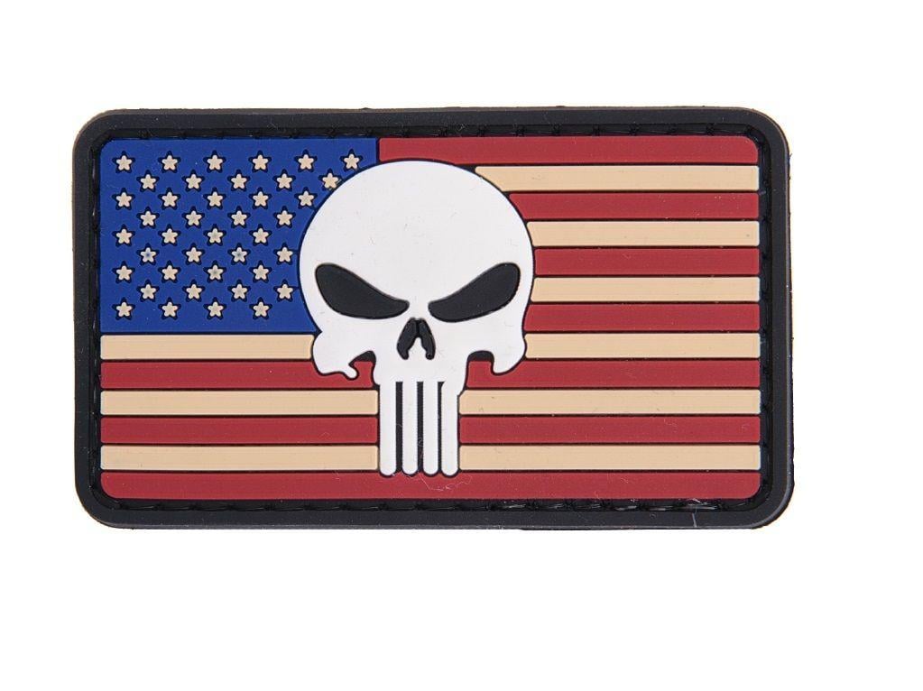 Red White and Blue with the Letter C Logo - Punisher Red White & Blue USA Flag PVC Velcro Patch (AC 110L)