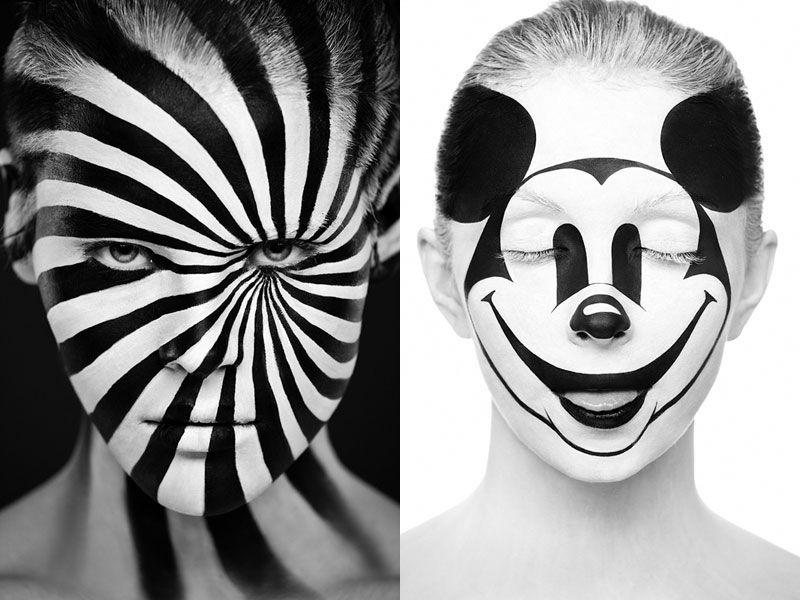 Painting Black and White Logo - Black and White Portraits of Faces Painted Black and White