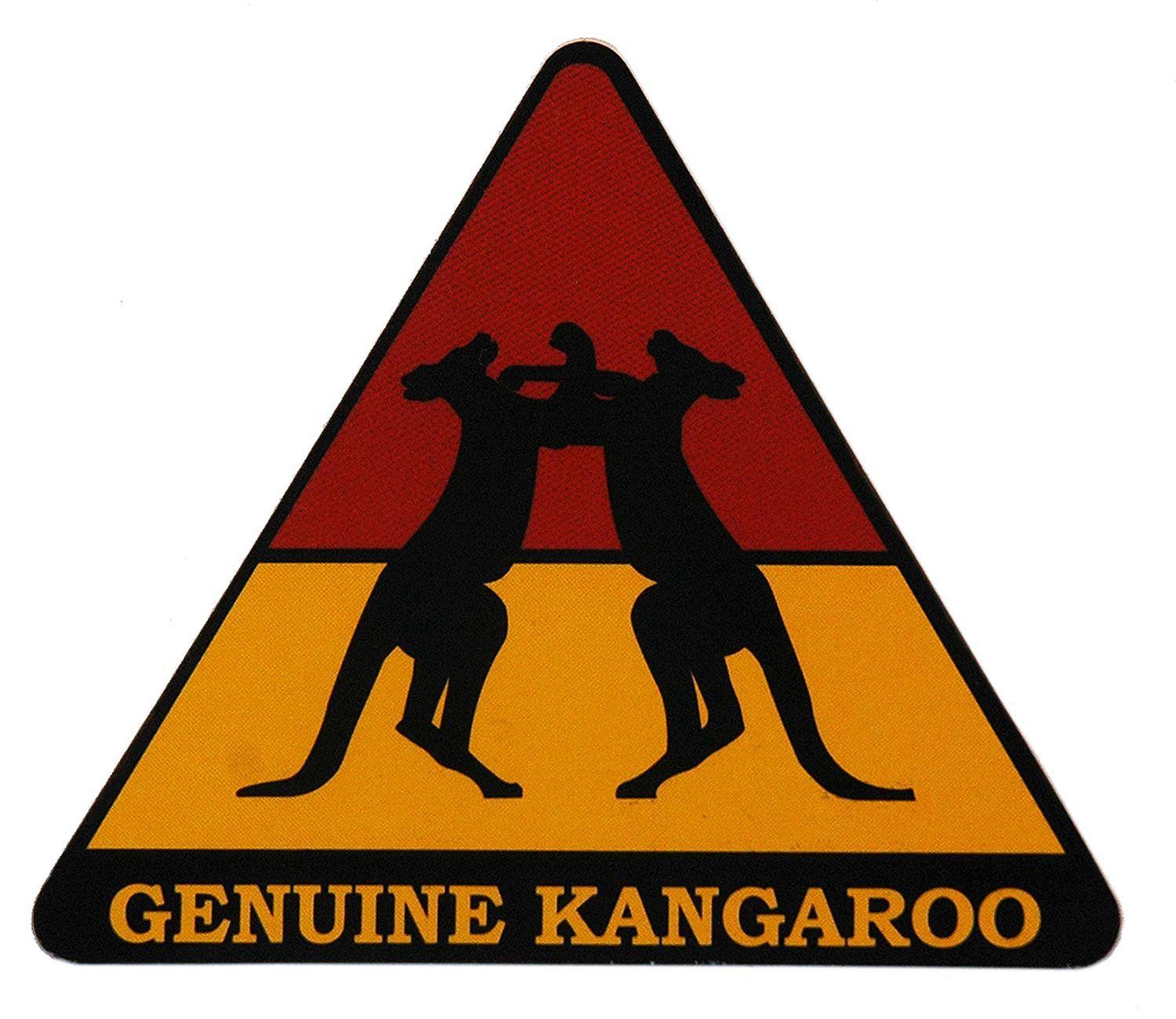 Teiangle in Red Kangaroo Logo - Kakadu Traders Kangaroo Leather Hat Narrabeen, made in Australia