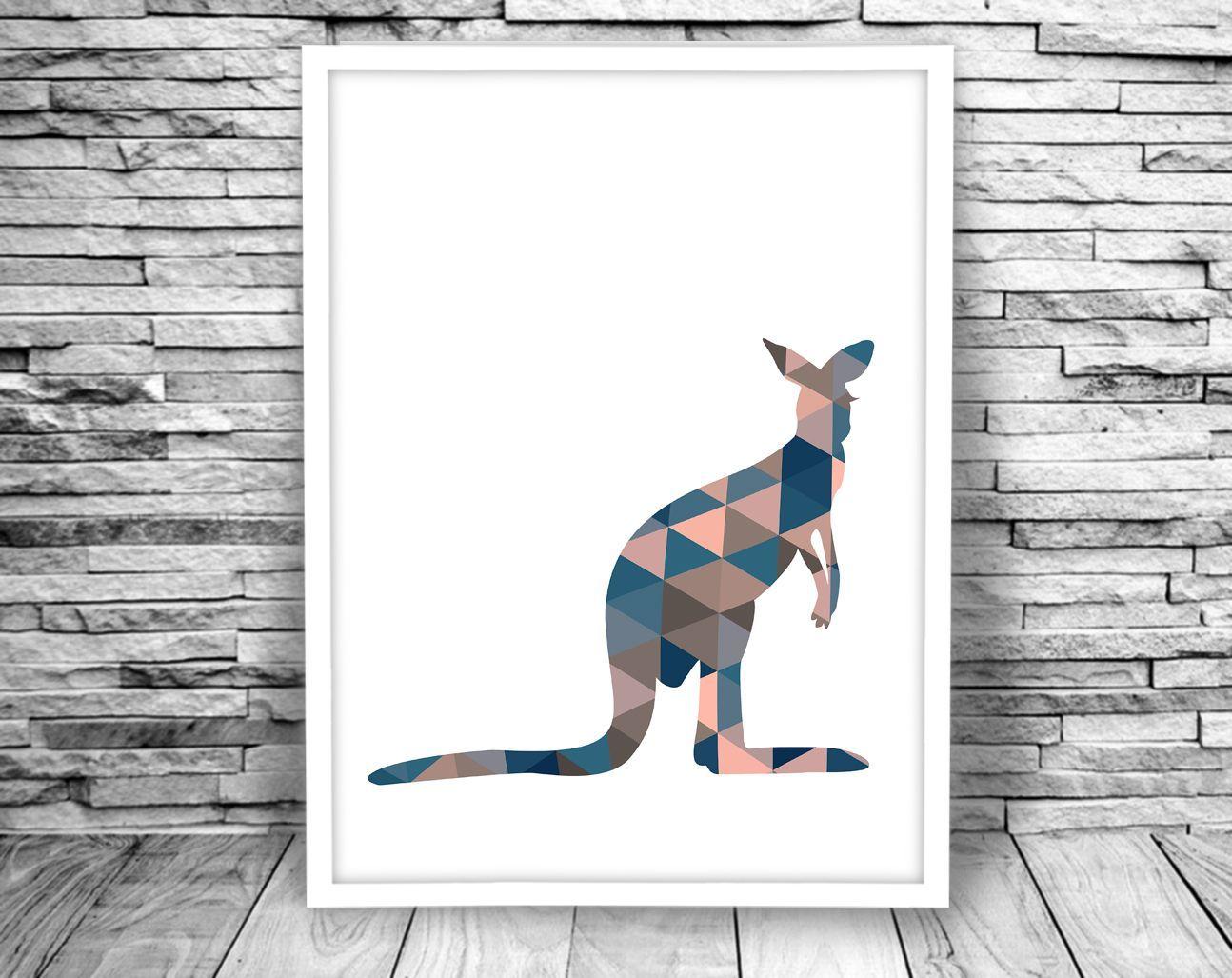 Teiangle in Red Kangaroo Logo - Desert circle art Geometric pictures cubicle decor poster Living ...