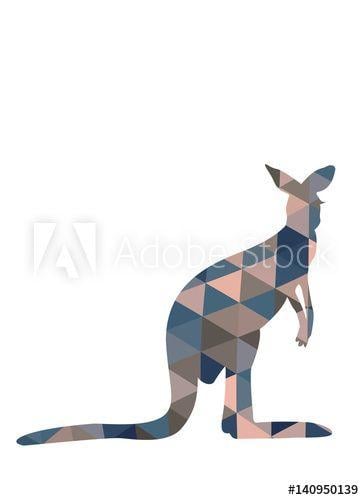 Teiangle in Red Kangaroo Logo - Silhouette of kangaroo in triangles. this stock illustration